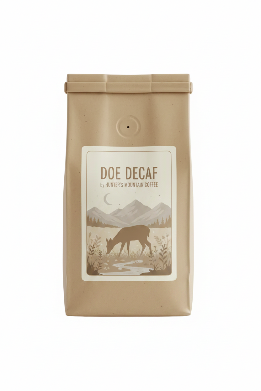 Doe Decaf 12oz coffee bag by Hunter's Mountain Coffee