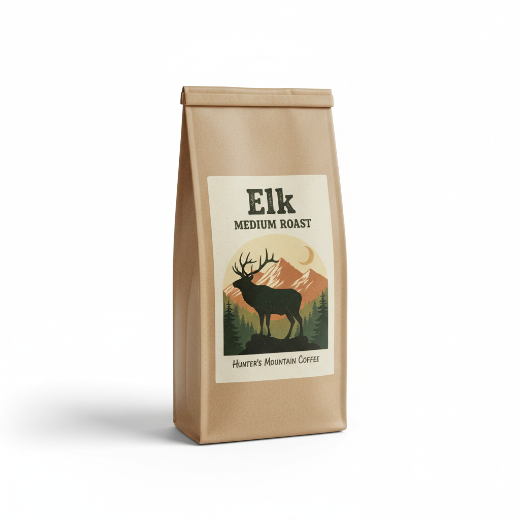 Elk Medium Roast 12oz coffee bag by Hunter's Mountain Coffee